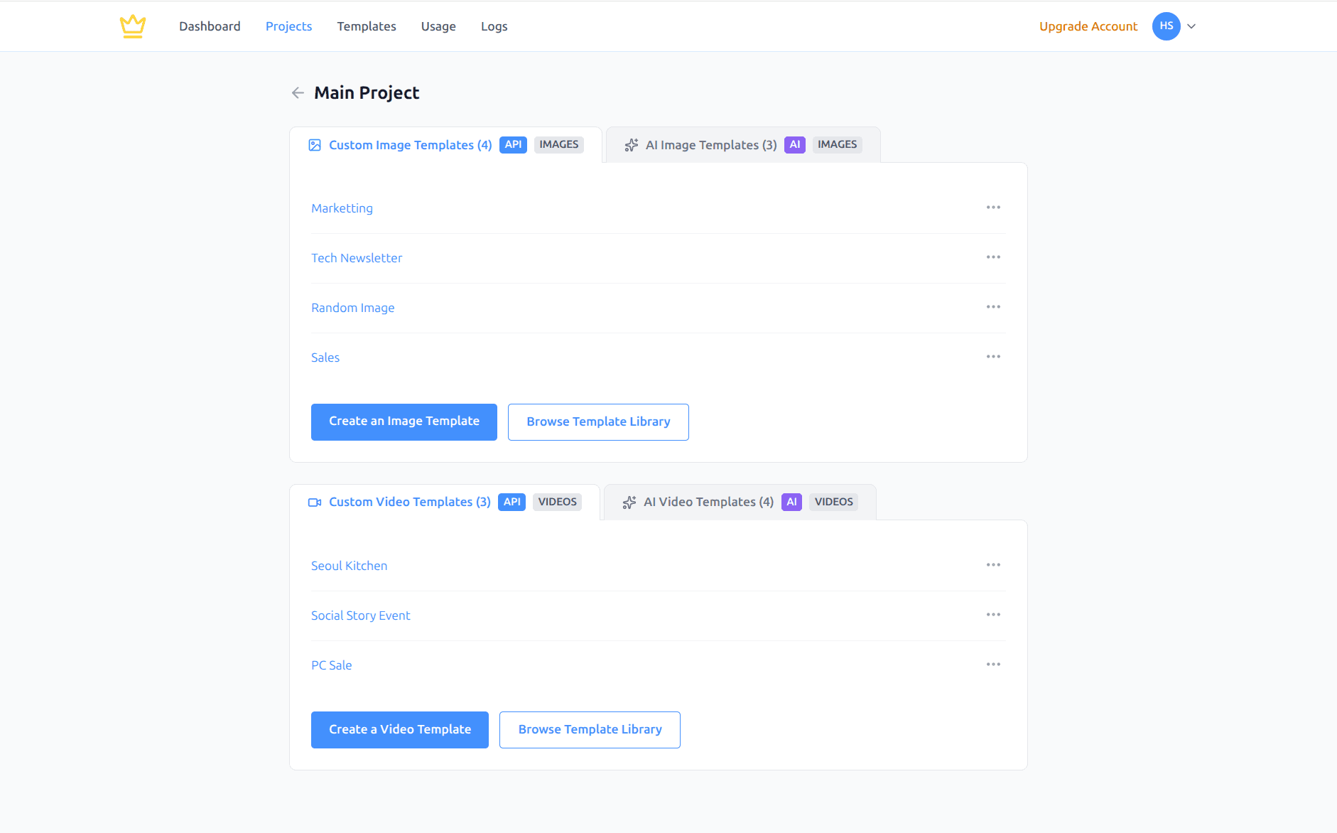 Project Detail - Custom Templates